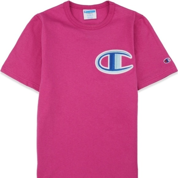 Champion Men’s Heritage Floss Stitch C Logo Tee Shirt Peony Parade Pink Sz Large - Picture 3 of 9